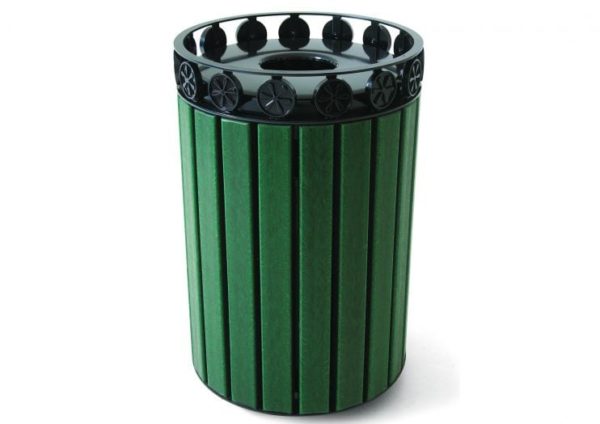 Charleston Recycled Trash Receptacle w/ Plastic Liner