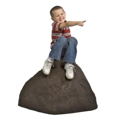Boy sitting on Medium Rubber Boulder