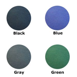Rubber Colors Black, Blue, Gray, and Green