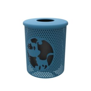 Dog Themed Trash Receptacle with Flattop and Liner